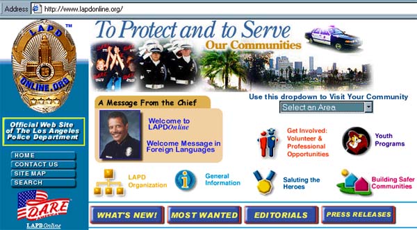 The Los Angeles Police Department's, official website