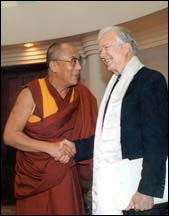 Dalai Lama congratulating Jimmy Carter, USA, b. 1924