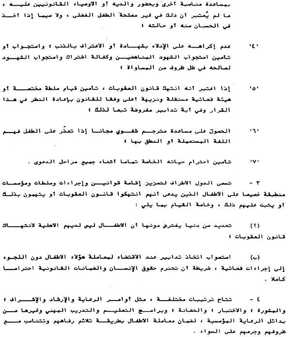 Arabic, Arabian, United Nations CRC, Article 40