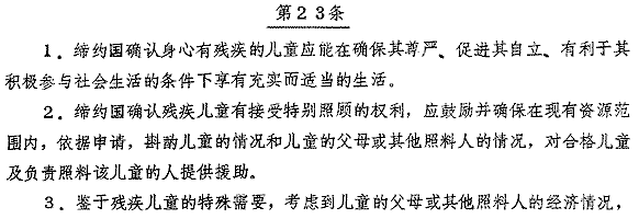 Chinese, Convention on the Rights of the Child, Article 23