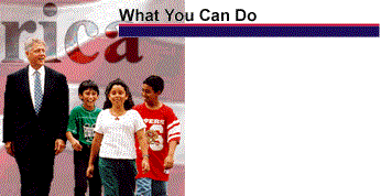 USA flag, President Bill Clinton and Children - What You can do
