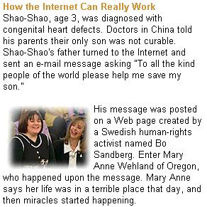 The Chinese boy's father asked BOES.ORG in Scandinavia for help. BOES.ORG offered a website and help for free, and loaded the Fathers SOS-message to the BOES.ORG Internet server.